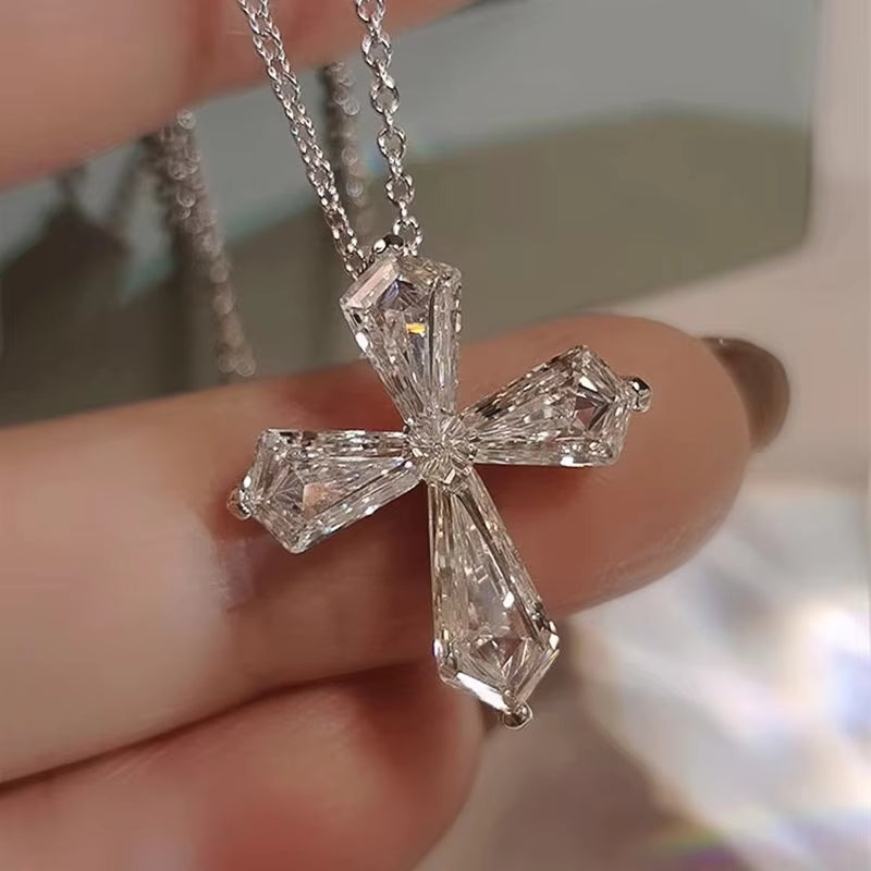 Huitan Crystal Cross Necklace for Women - Flora