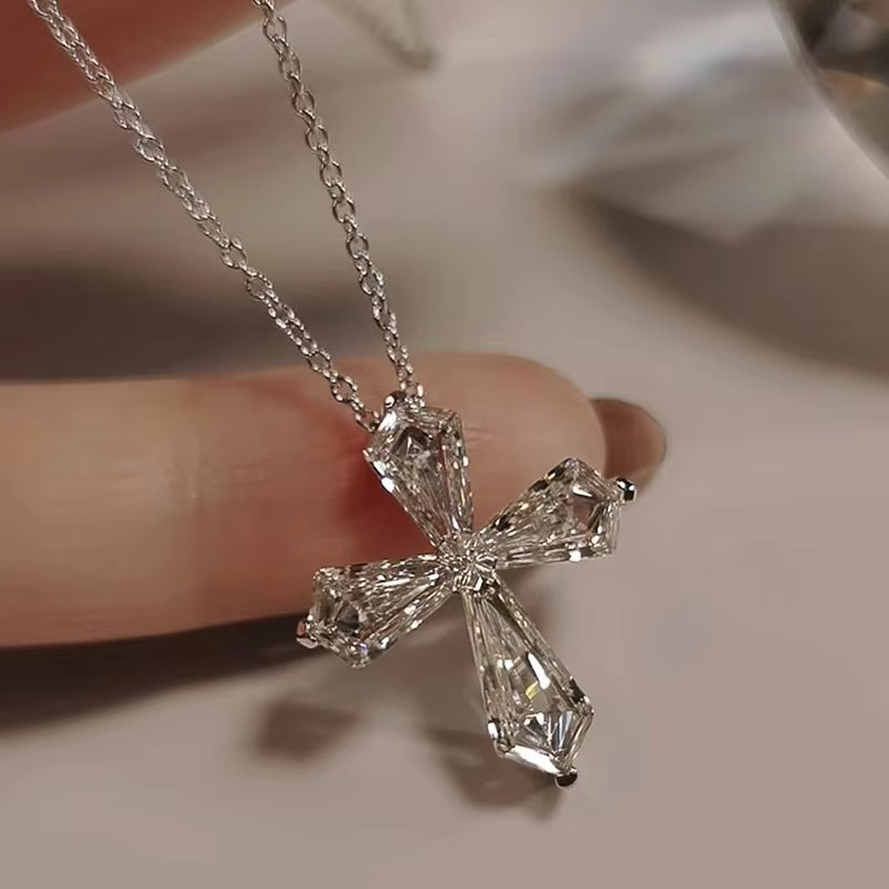 Huitan Crystal Cross Necklace for Women - Flora