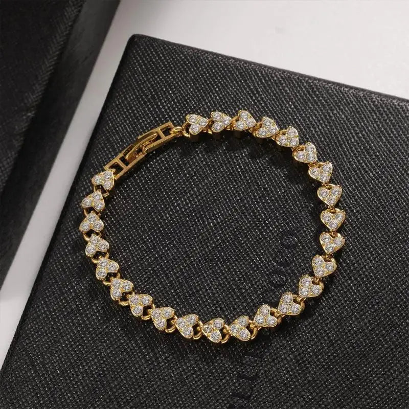 Luxury Roman Crystal Geometric Chain Bracelet - Flora