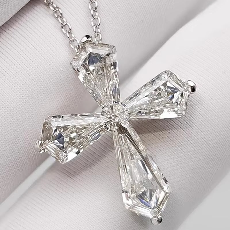 Huitan Crystal Cross Necklace for Women - Flora