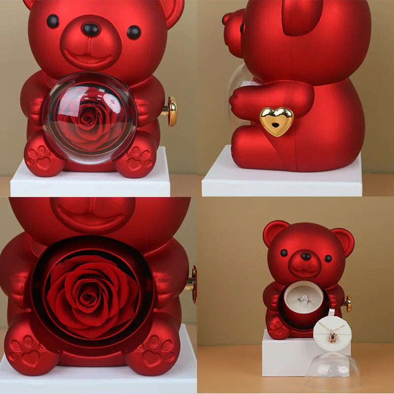 Eternal Rose Teddy Bear with Necklace - Flora