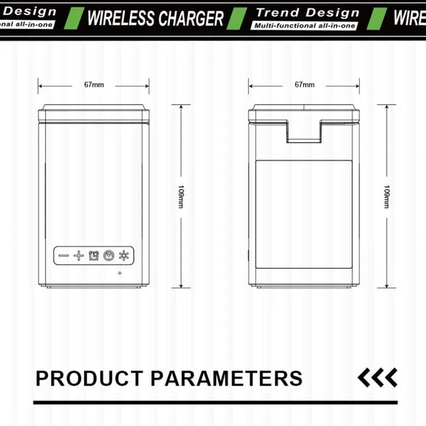 Aqua 6 in 1 Magnetic Wireless Charger with Clock - Aqua