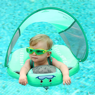 Aqua baby swimming float seat with UV shade and fun design for safe water enjoyment